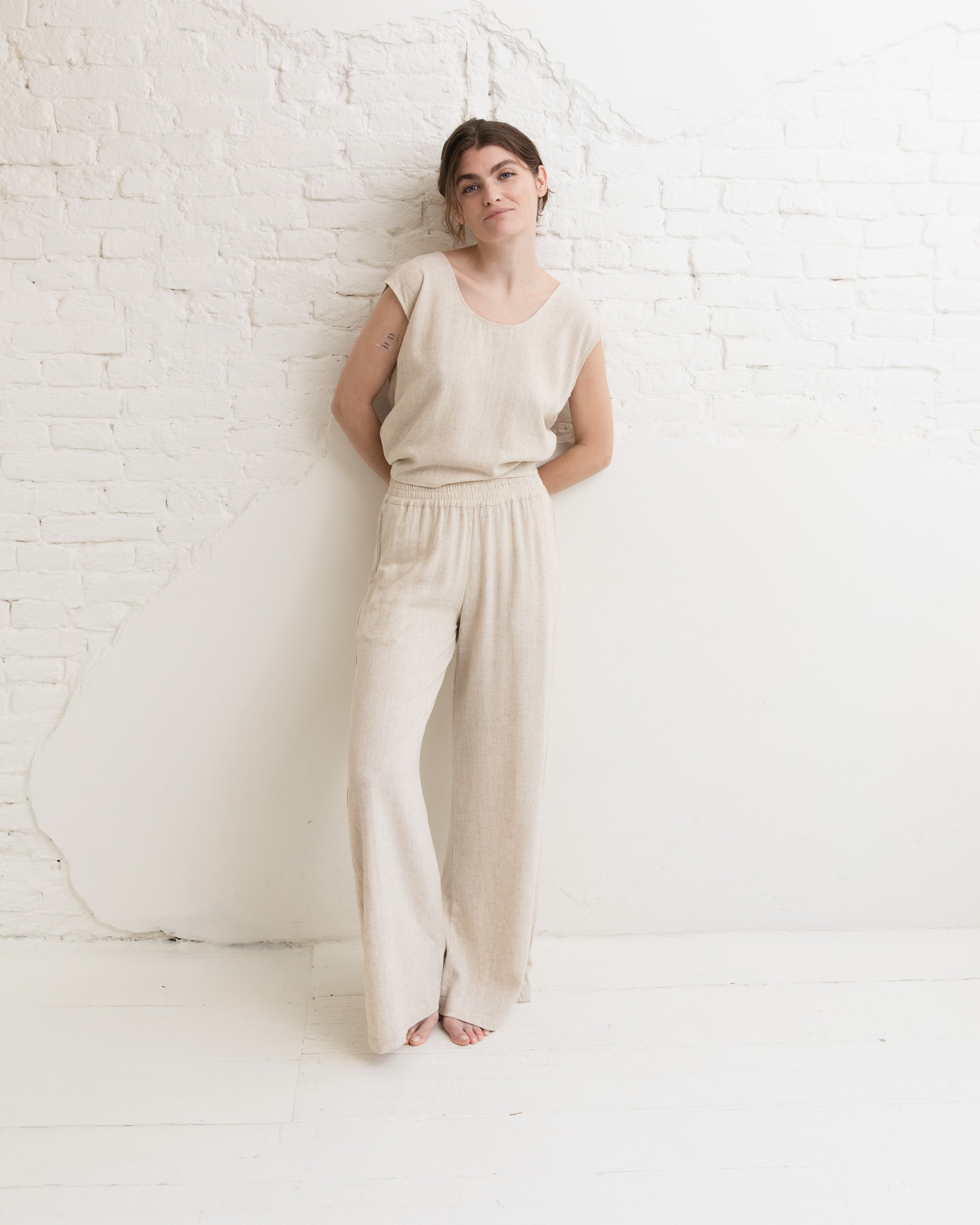 Linen reversible top - Natural