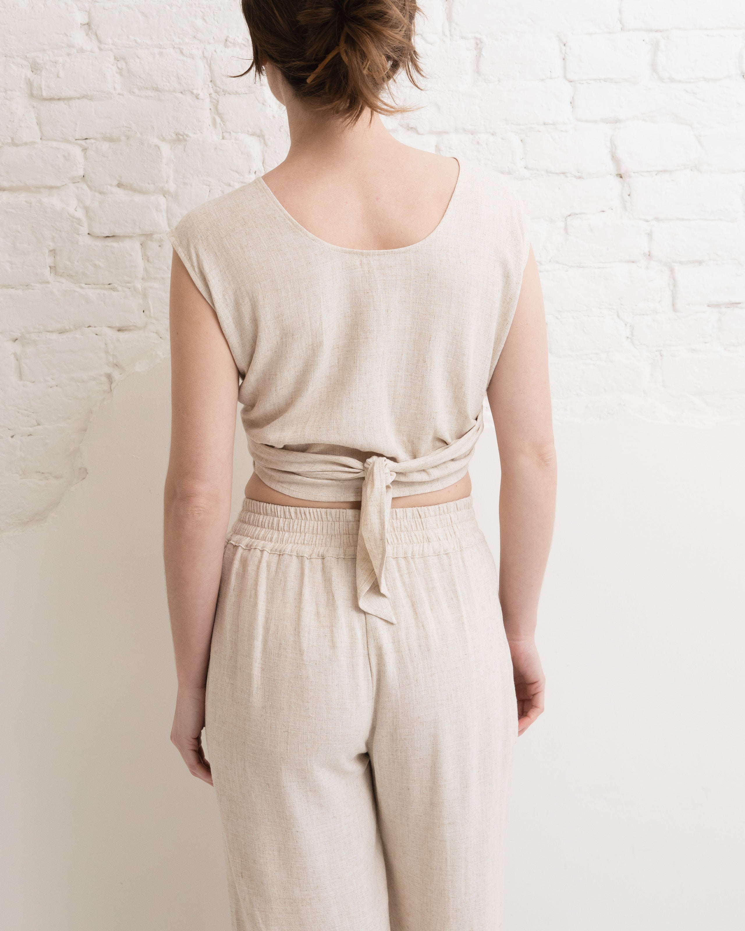 Linen reversible top - Natural