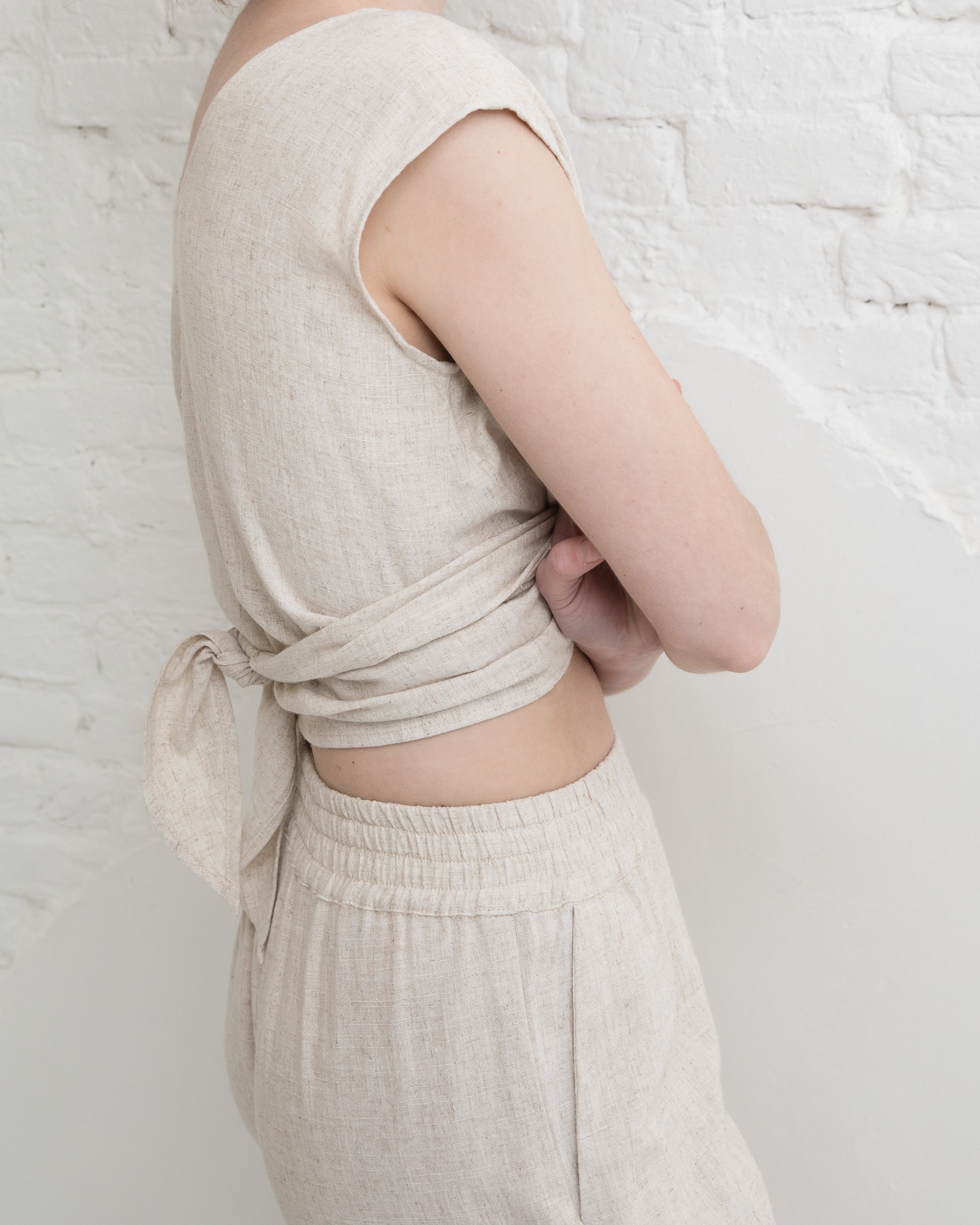 Linen reversible top - Natural