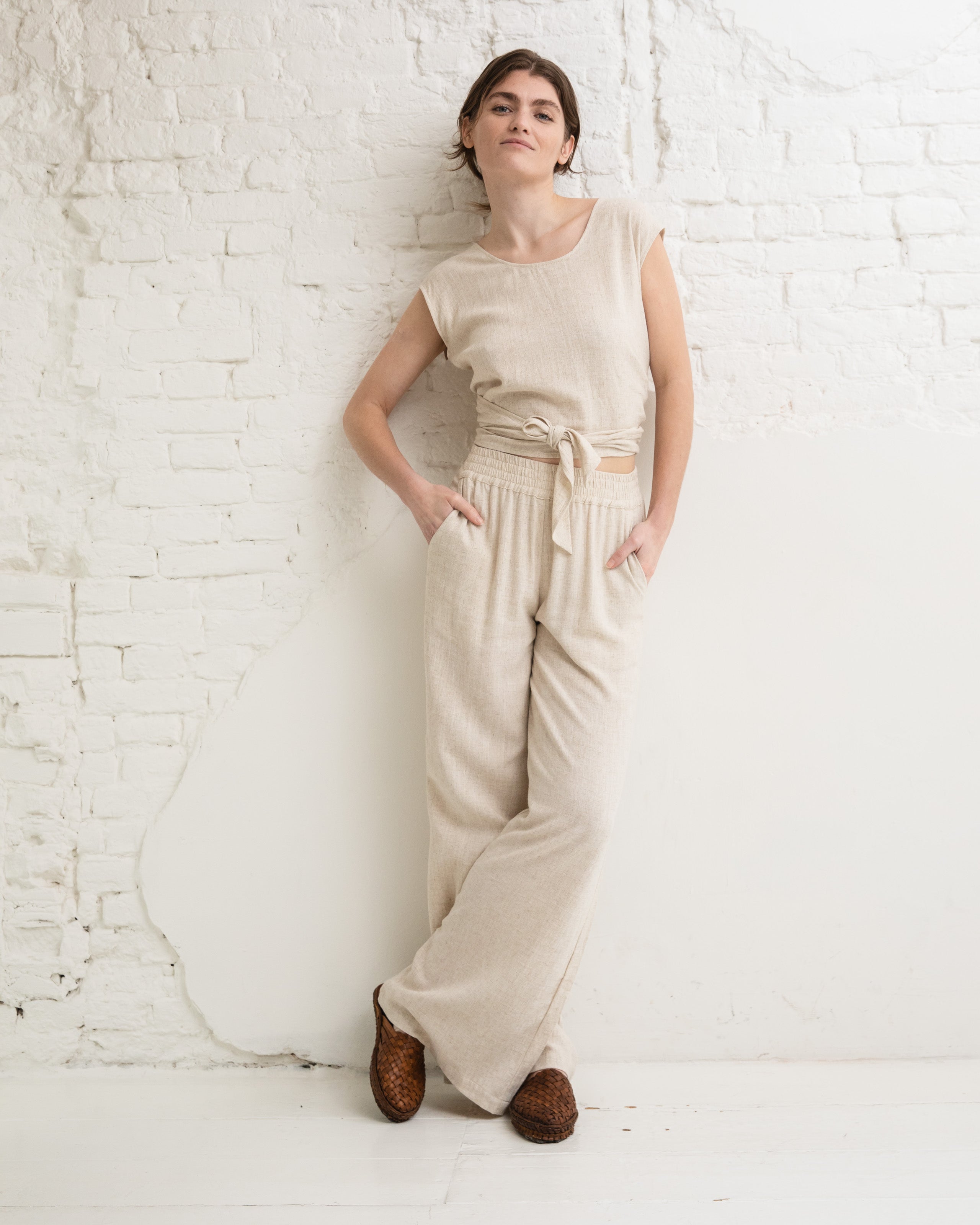 Linen reversible top - Natural