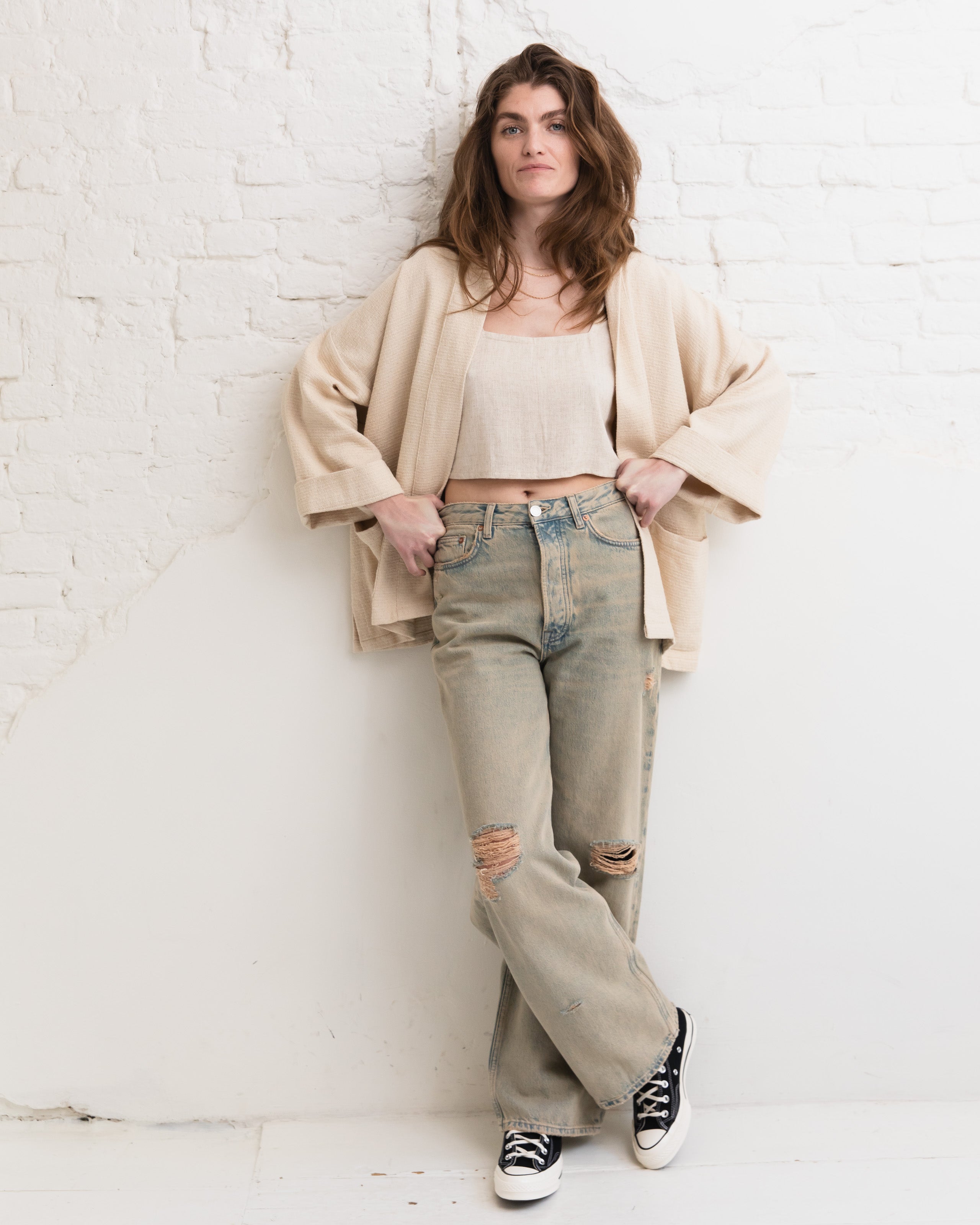 Woven cotton kimono - Natural