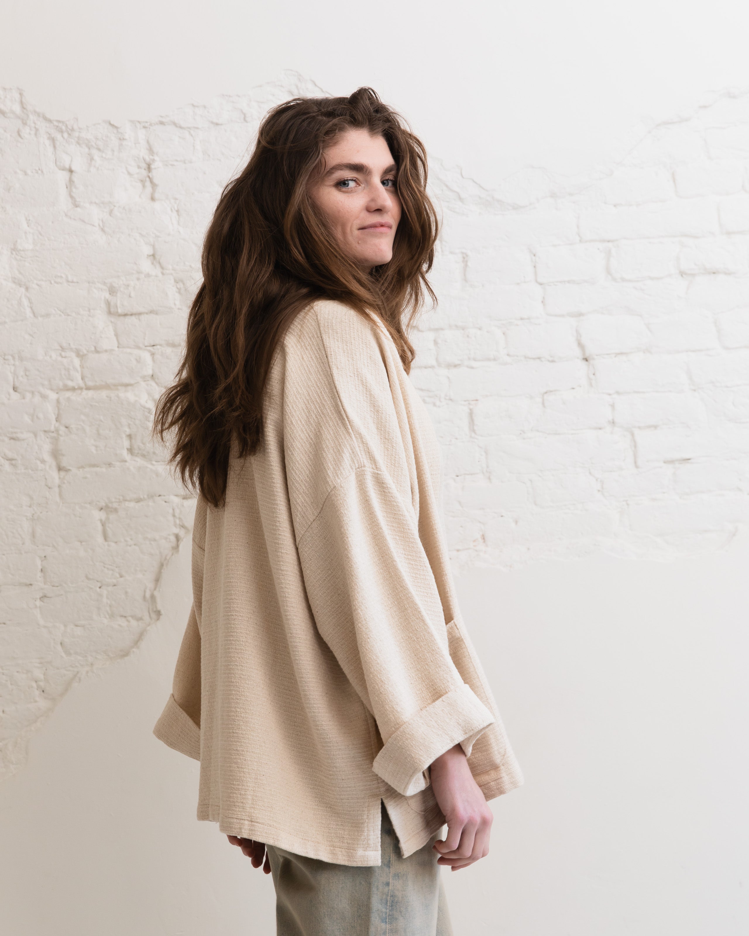 Woven cotton kimono - Natural