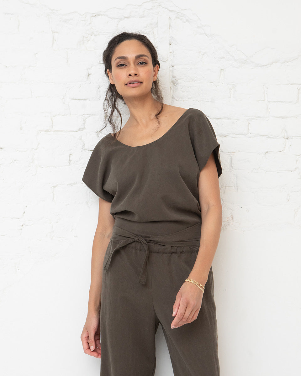 Stijn wrap top - Khaki brown
