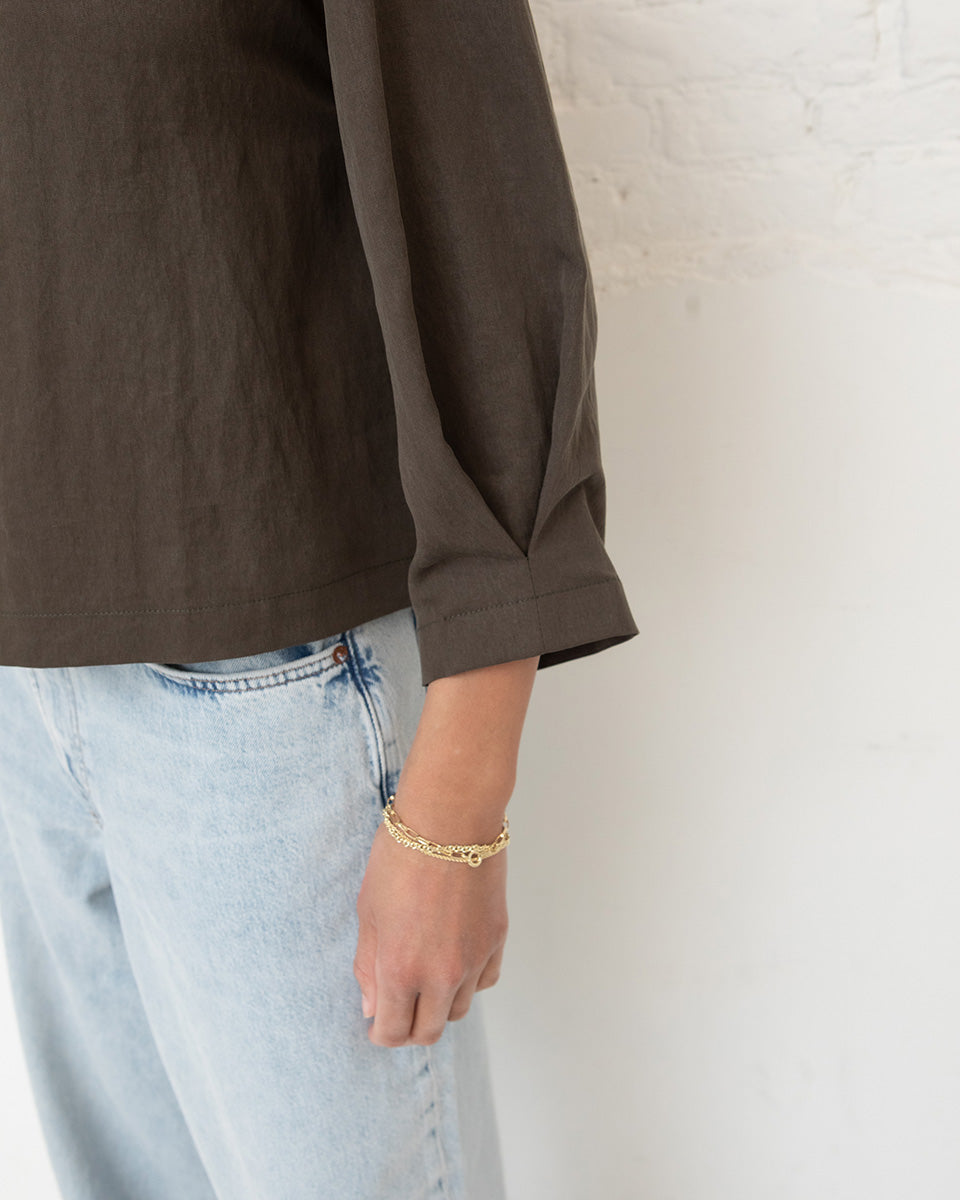 Lou pleated top - Khaki brown