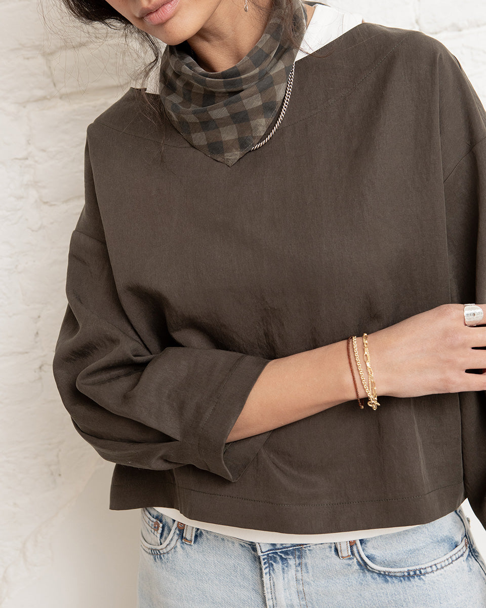 Lou pleated top - Khaki brown