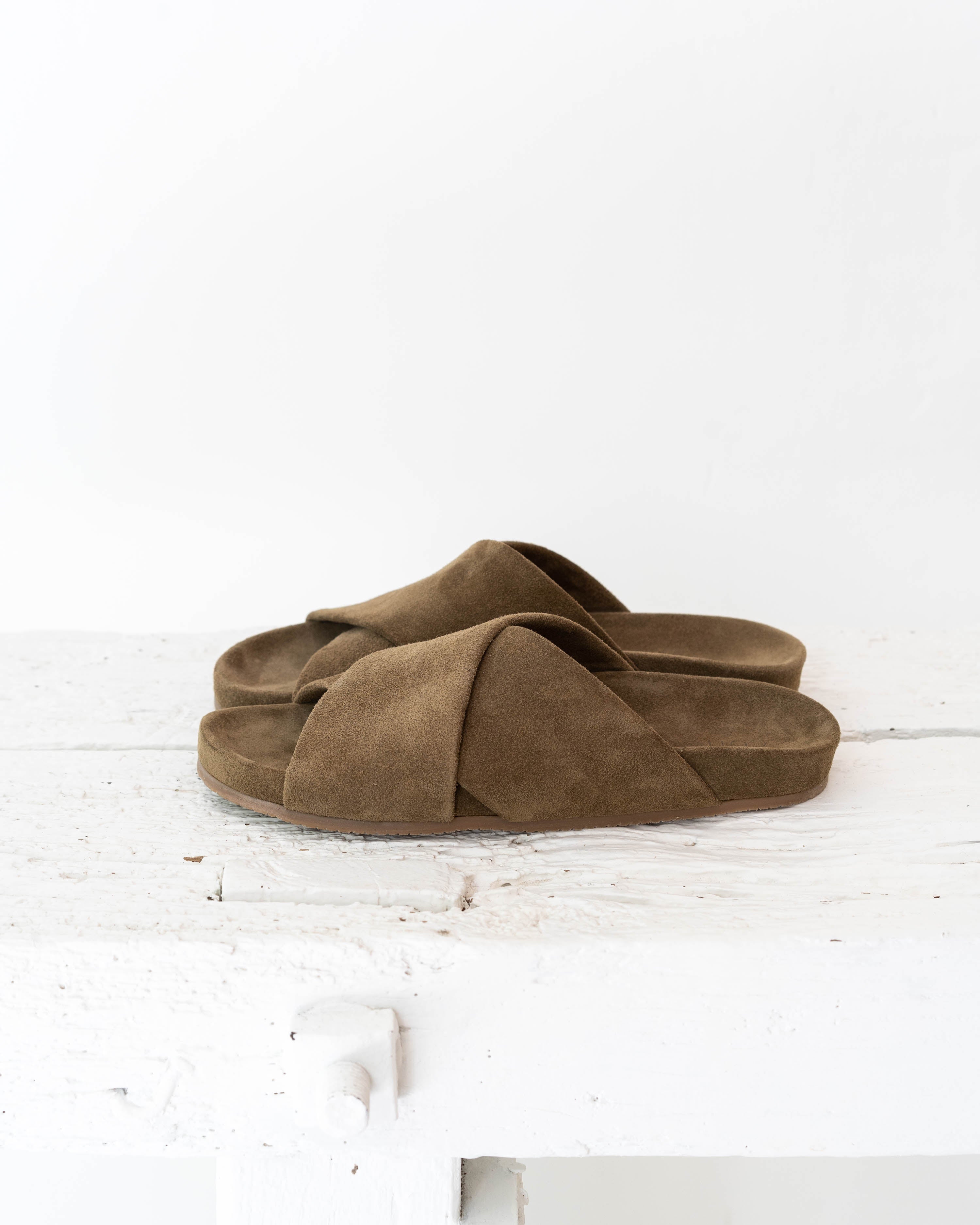 Gwen cross sandal - Suede brown