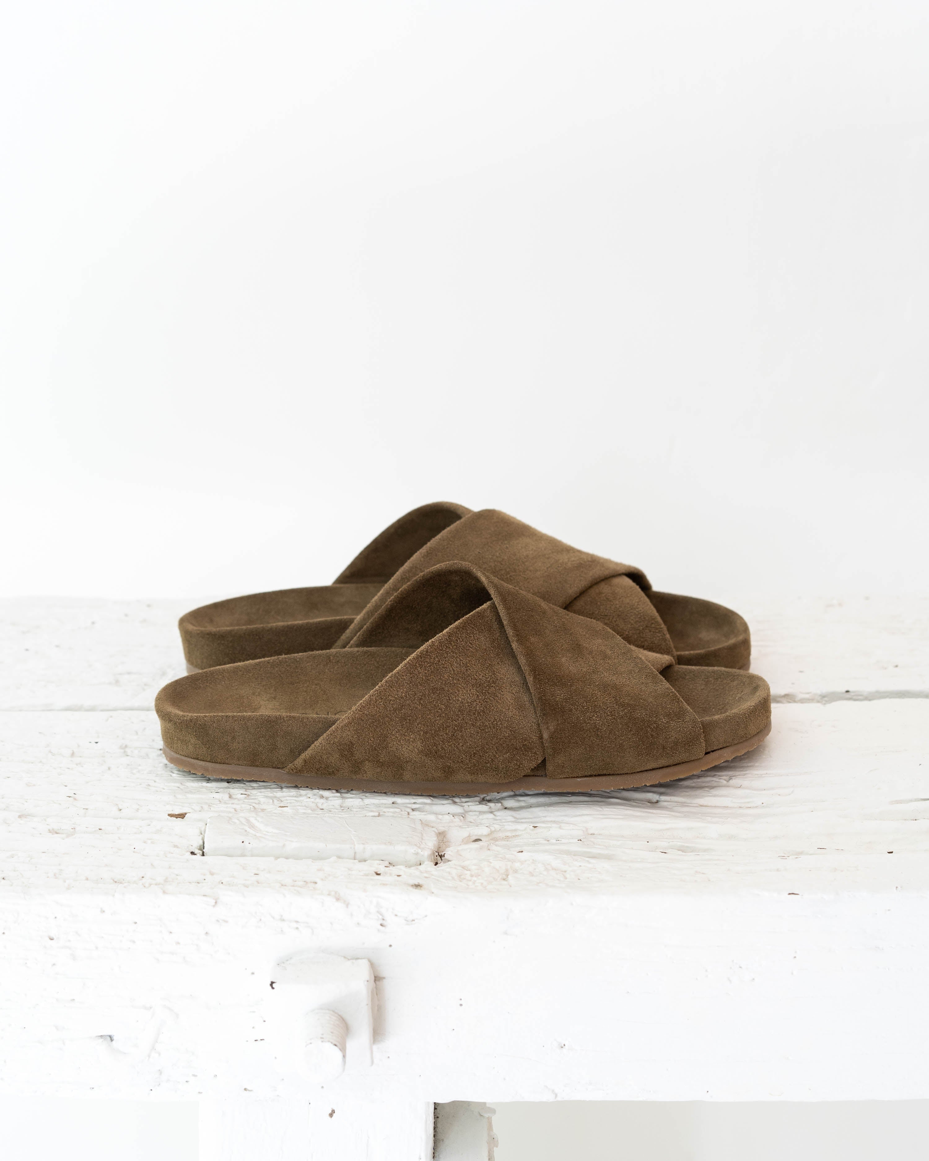 Gwen cross sandal - Suede brown