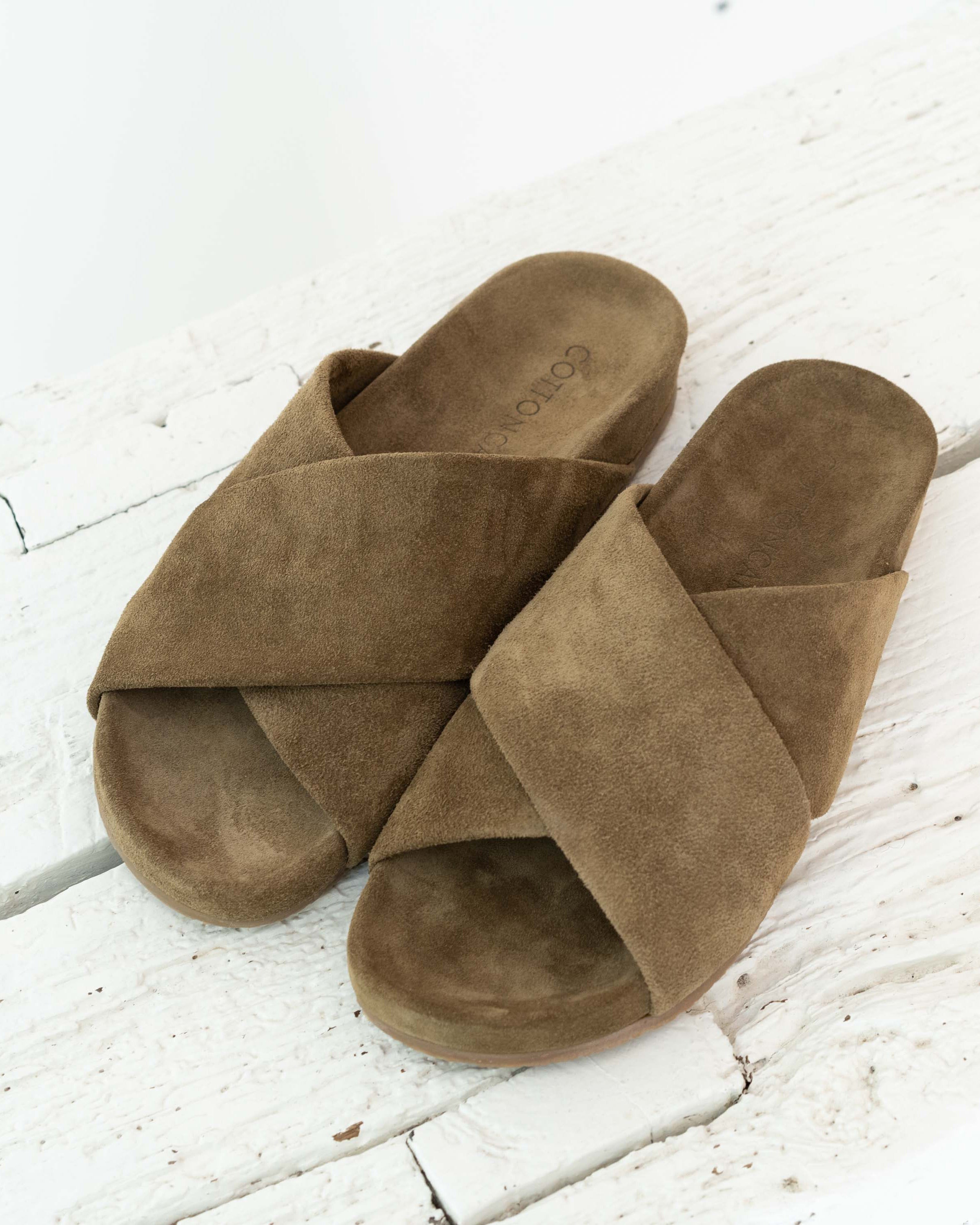 Gwen cross sandal - Suede brown