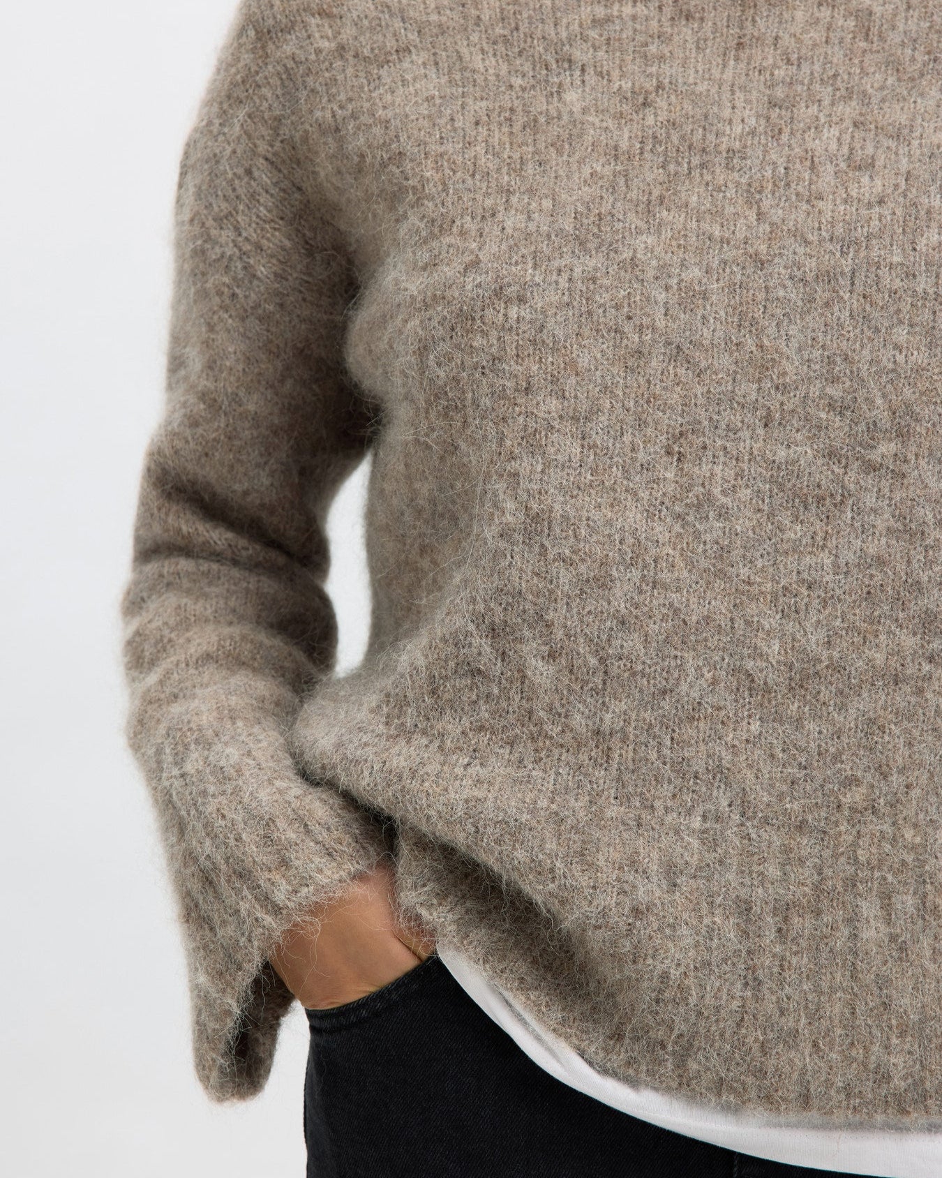 Gabriella high-neck knit - Steel gray melange