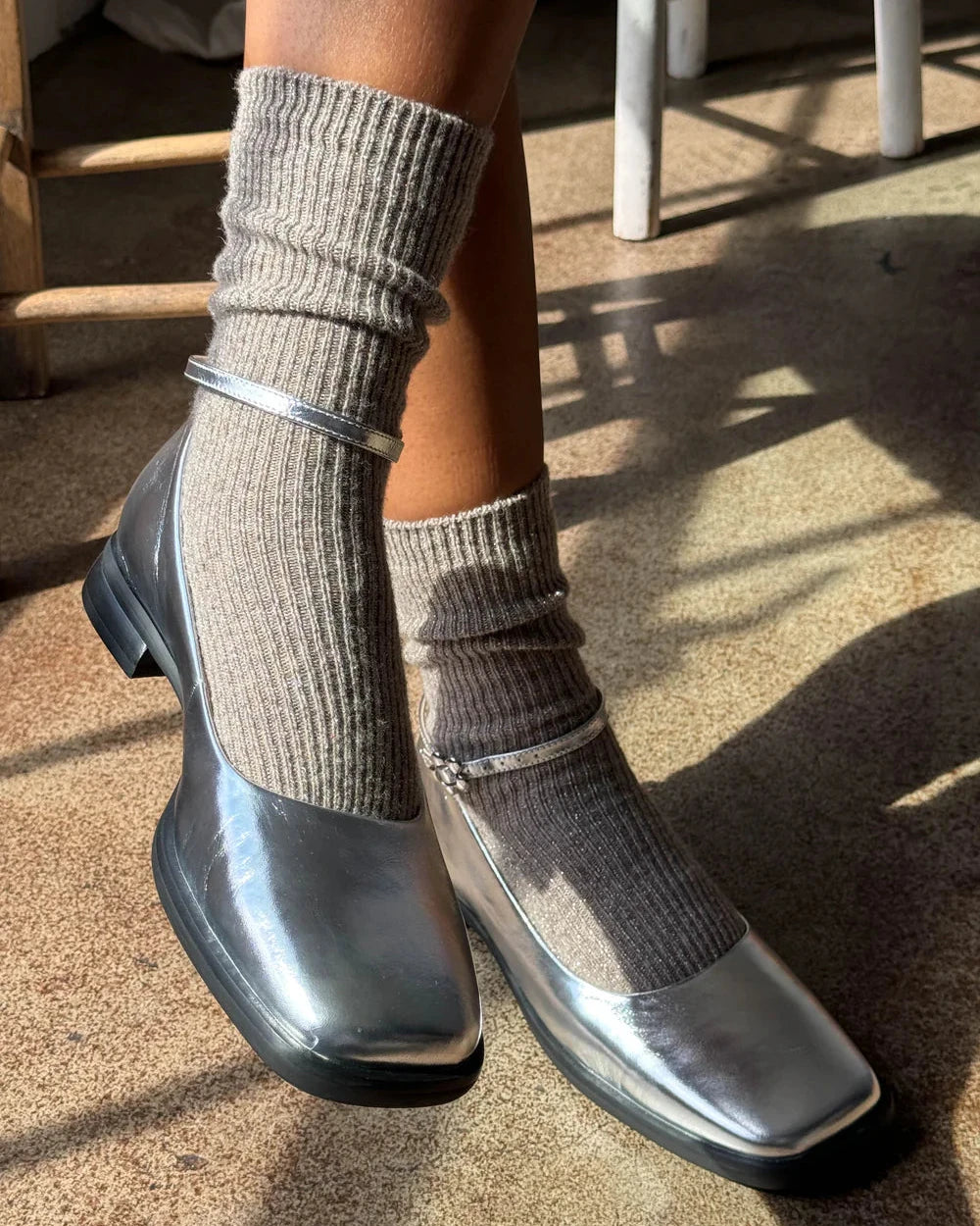 Winter sparkle socks - Nutmeg