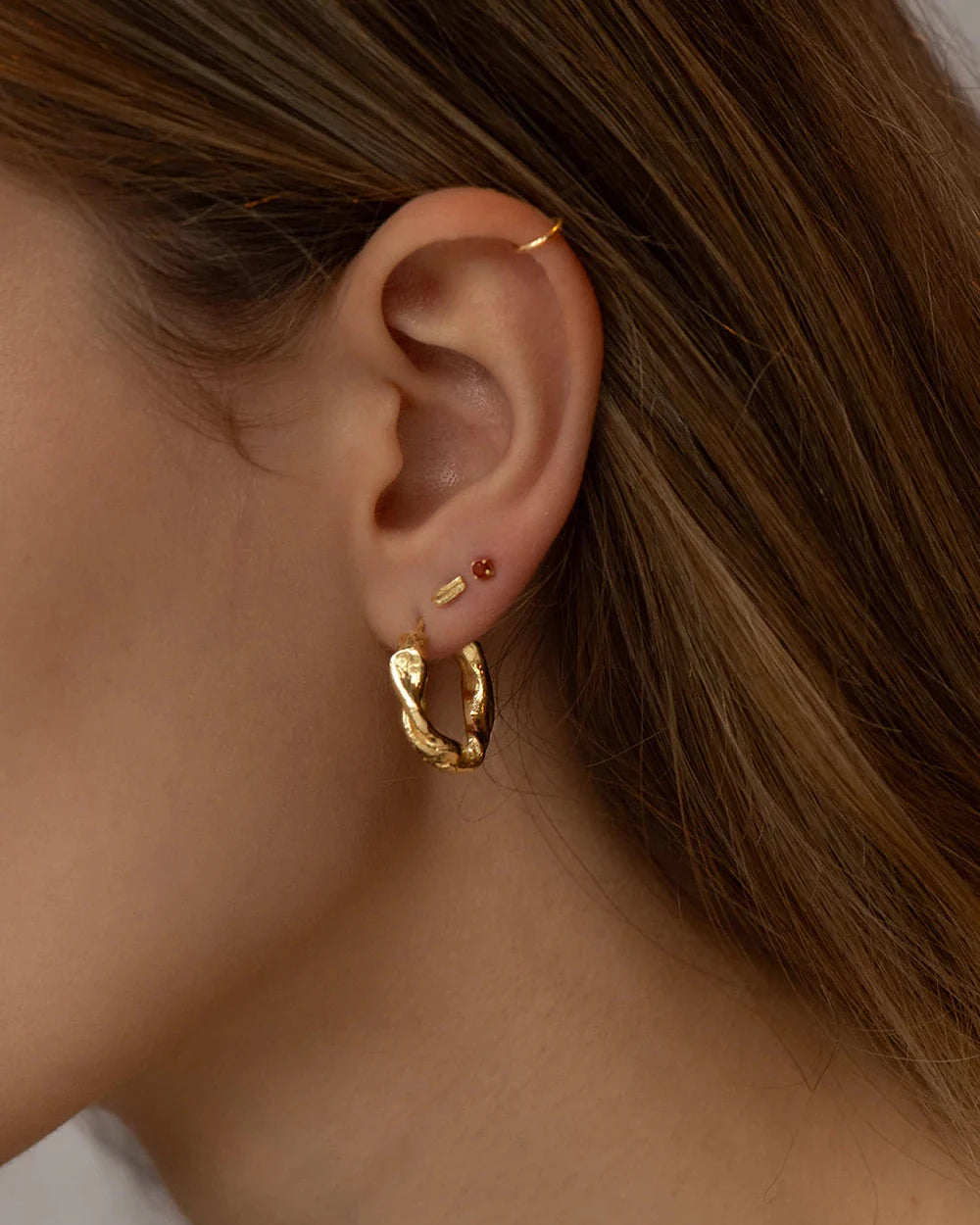 Everyday red jasper earring - Gold