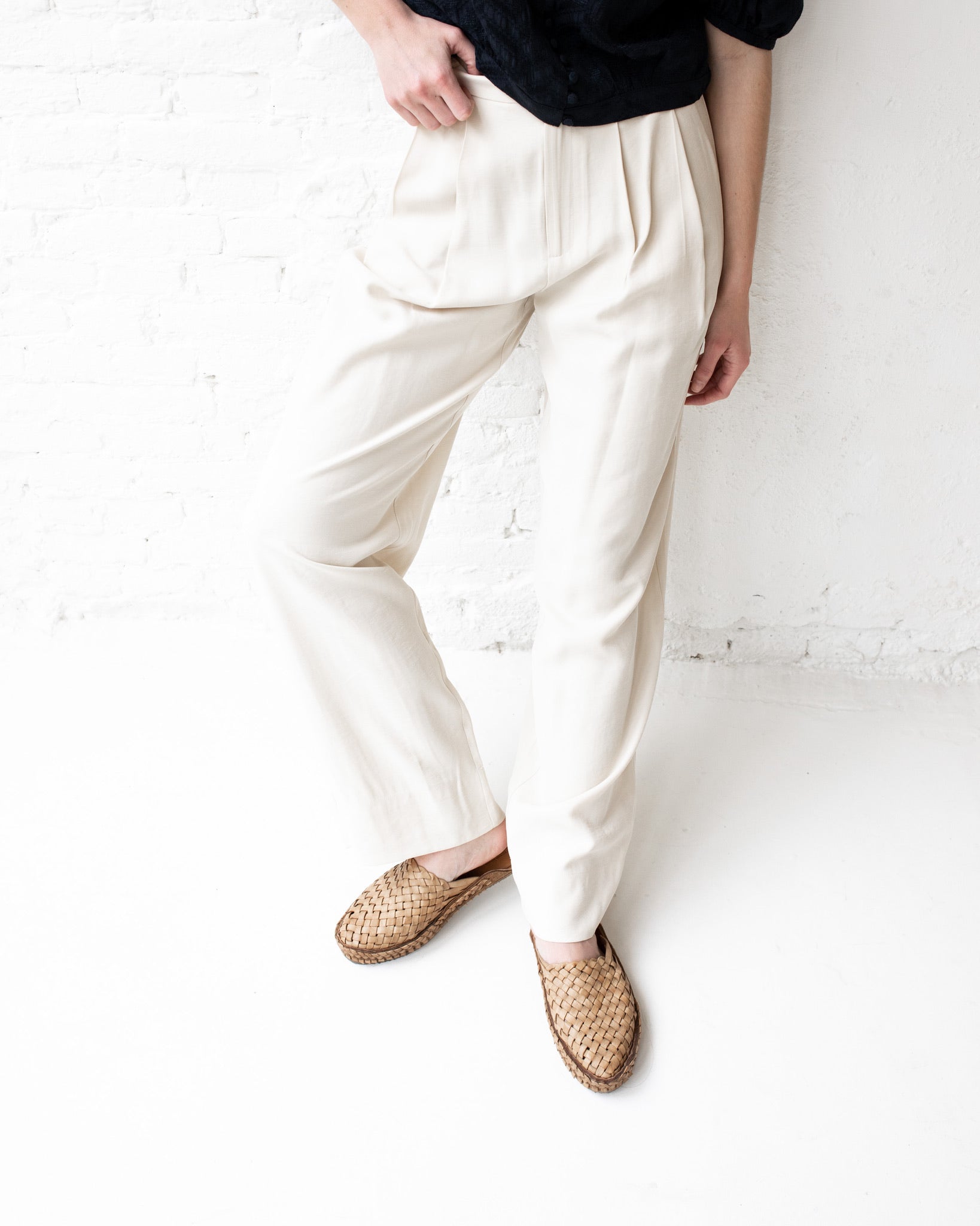 Woven Slide - Natural leather