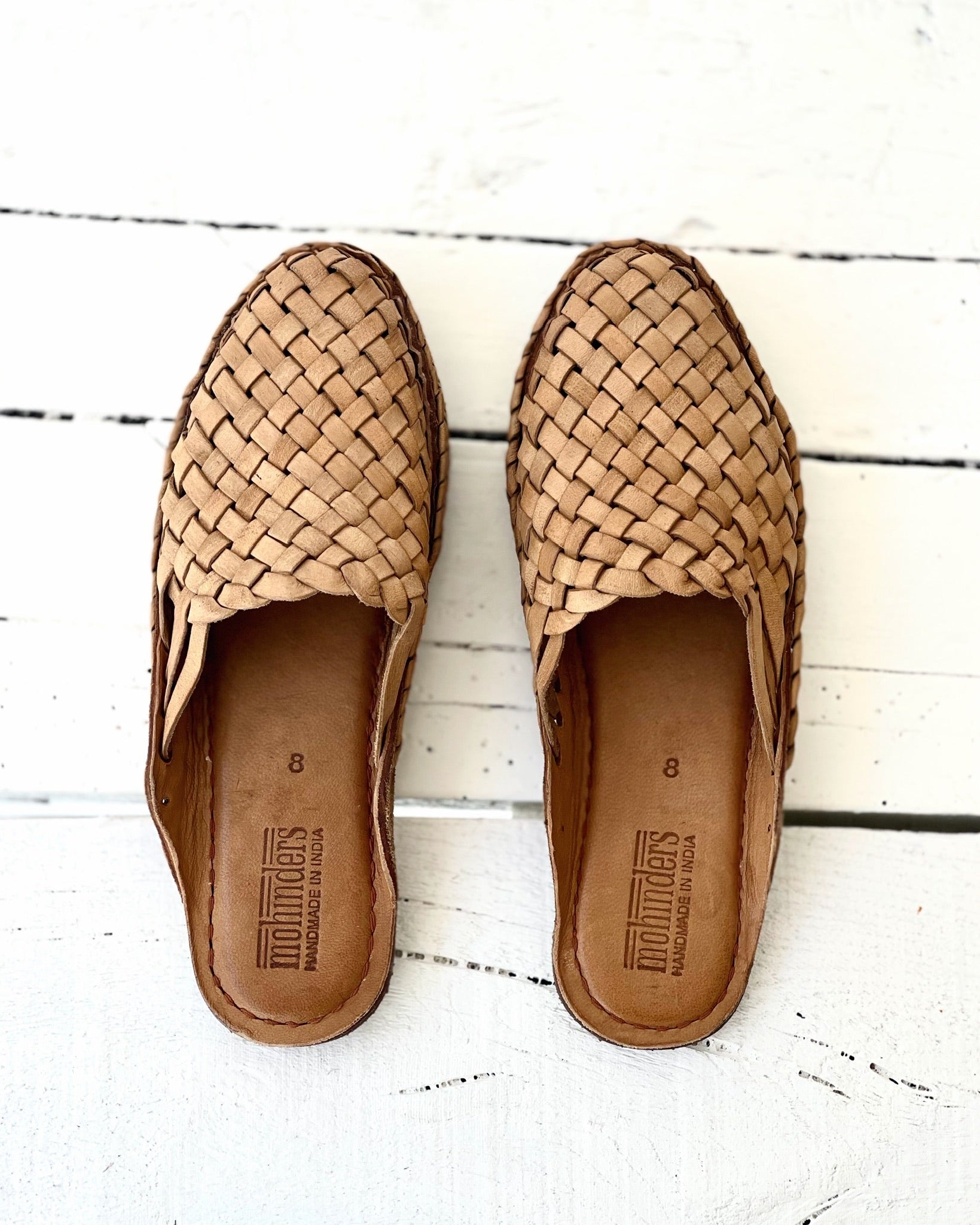 Woven Slide - Natural leather