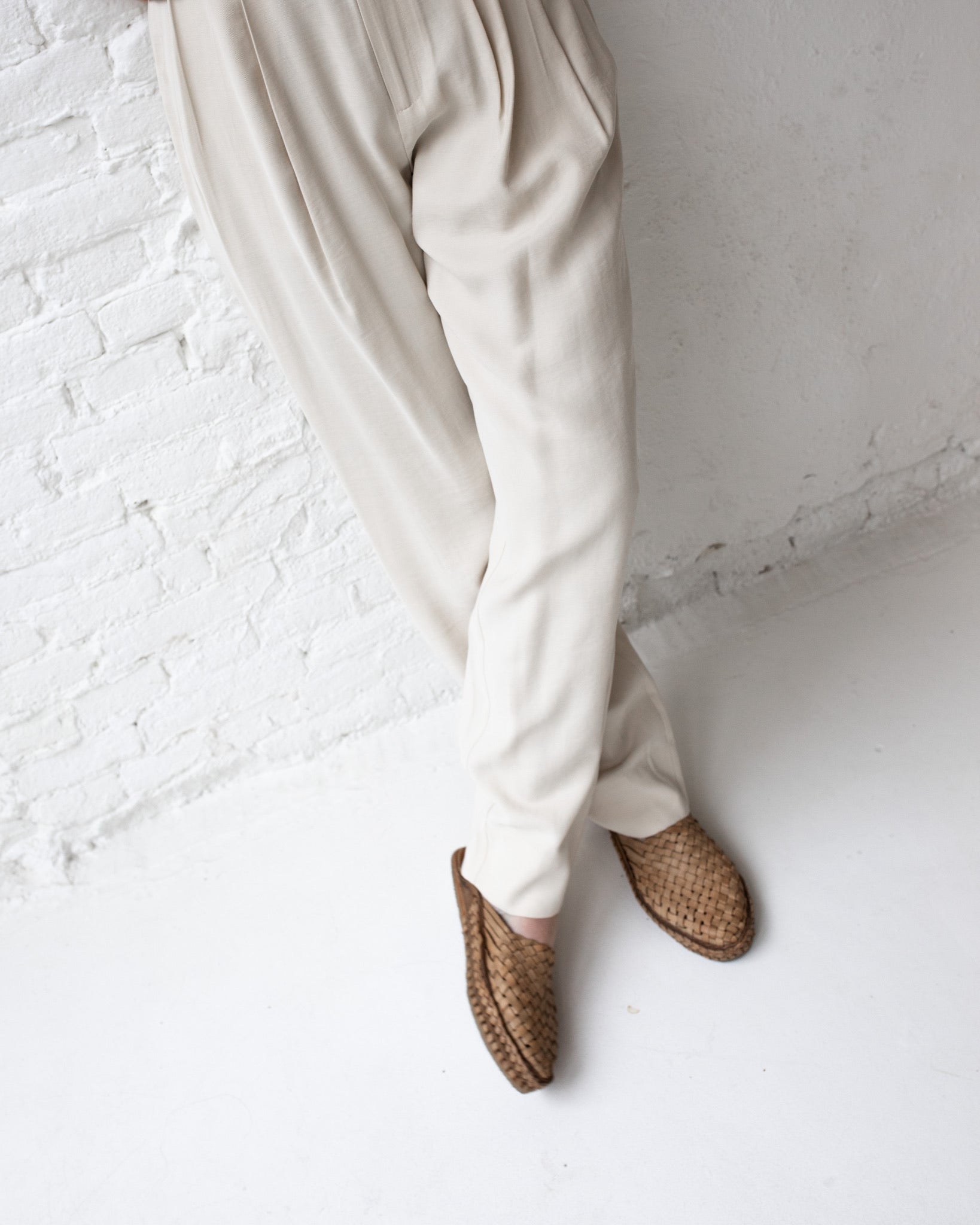 Woven Slide - Natural leather
