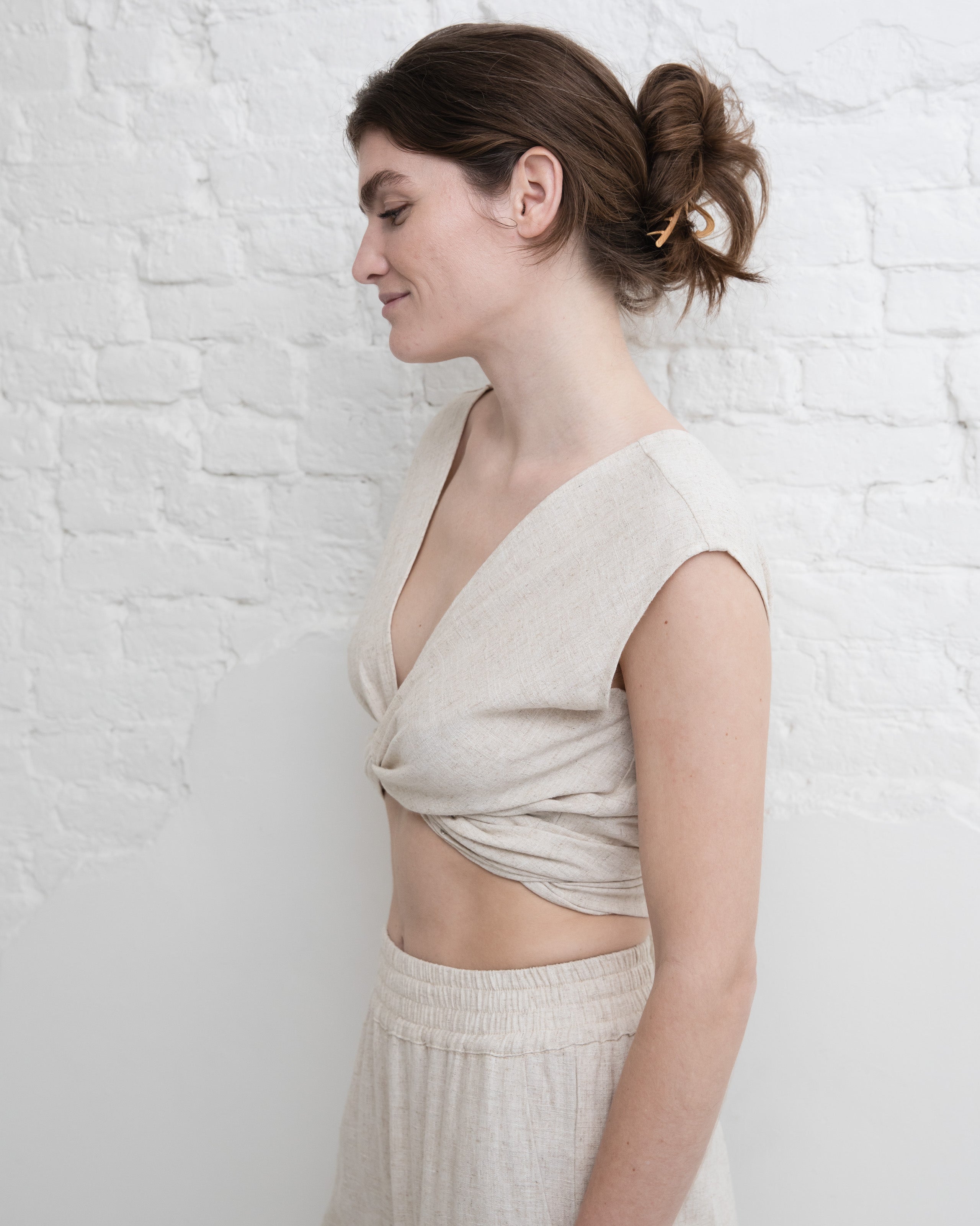 Linen reversible top - Natural