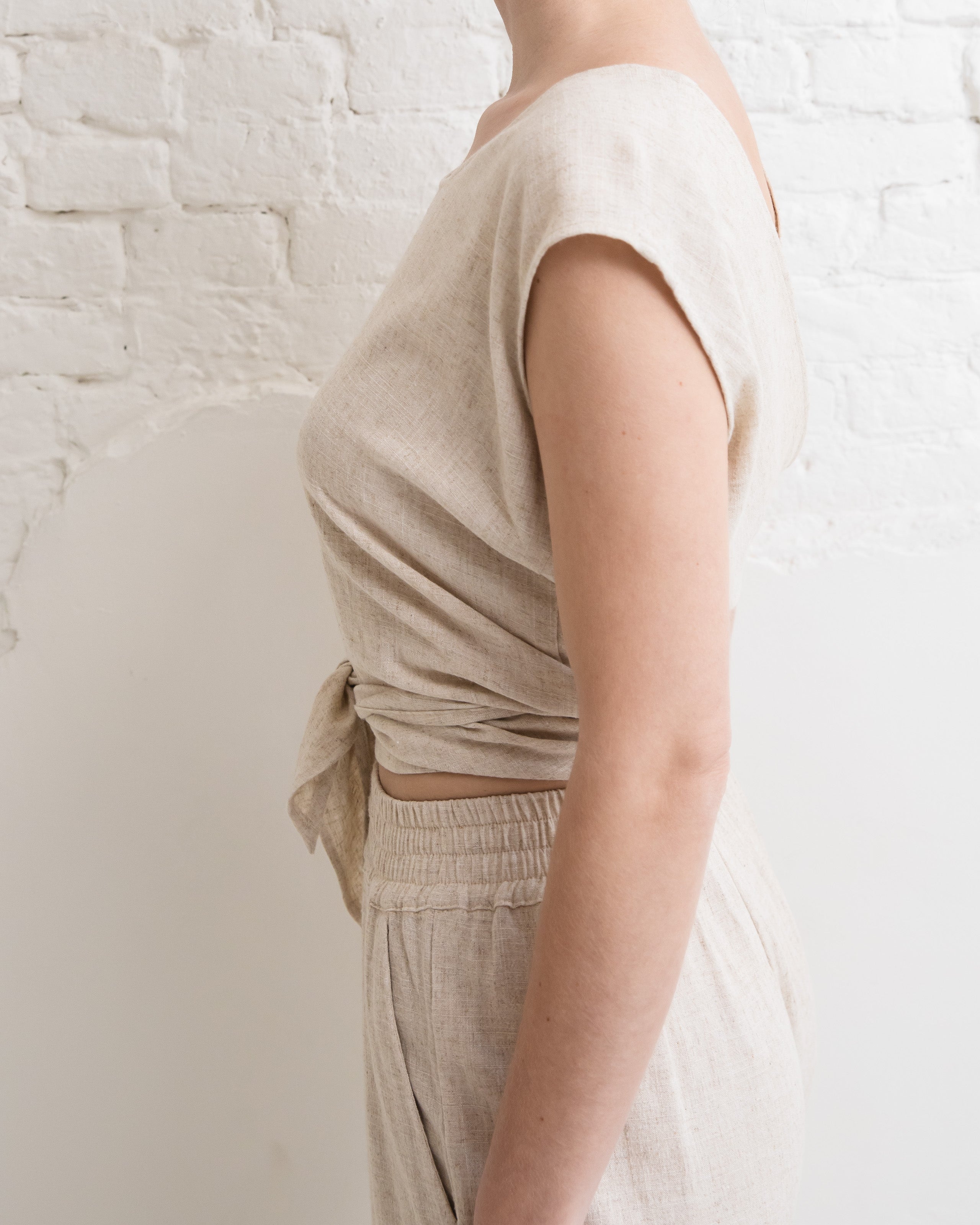 Linen reversible top - Natural