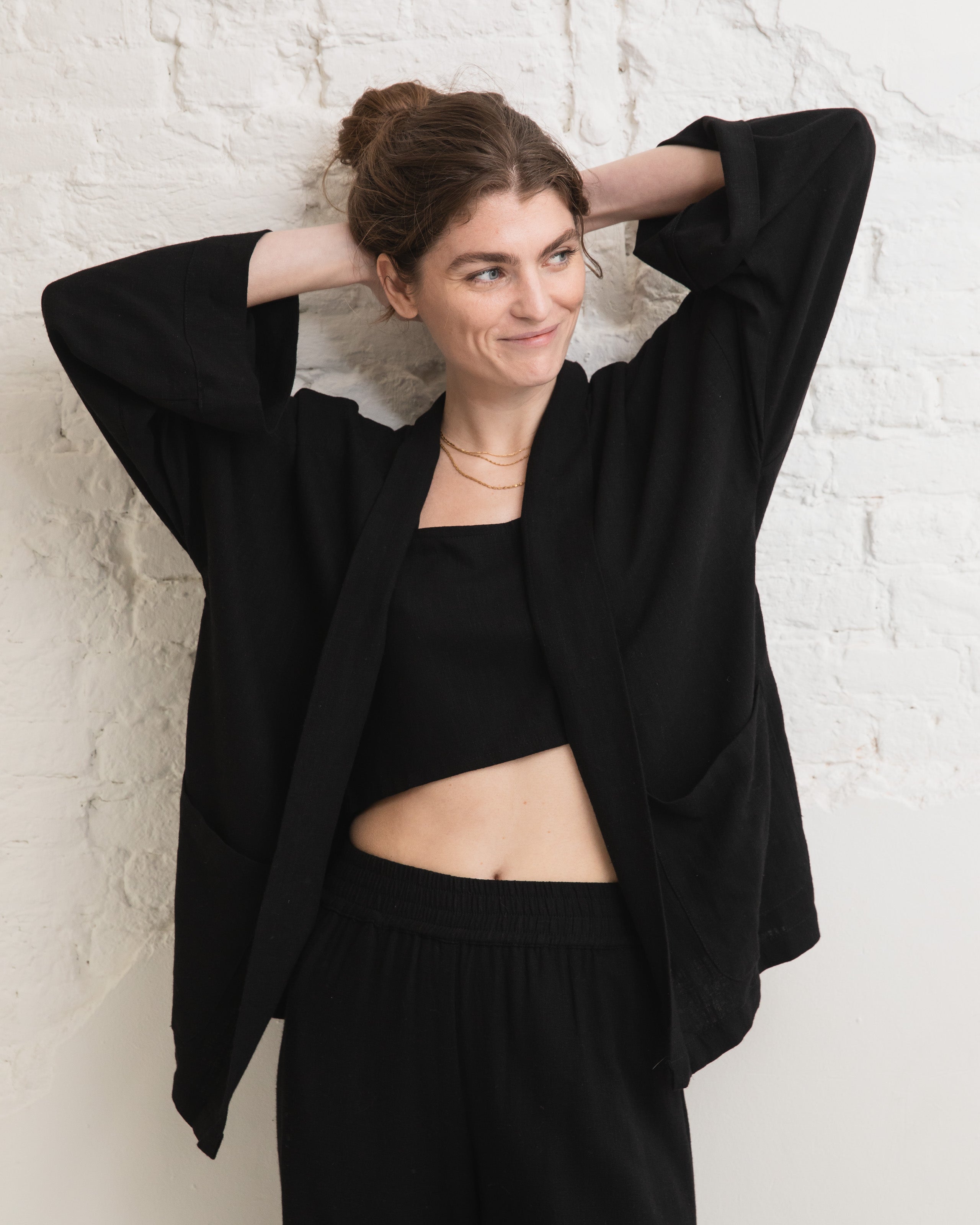 Linen kimono - Black