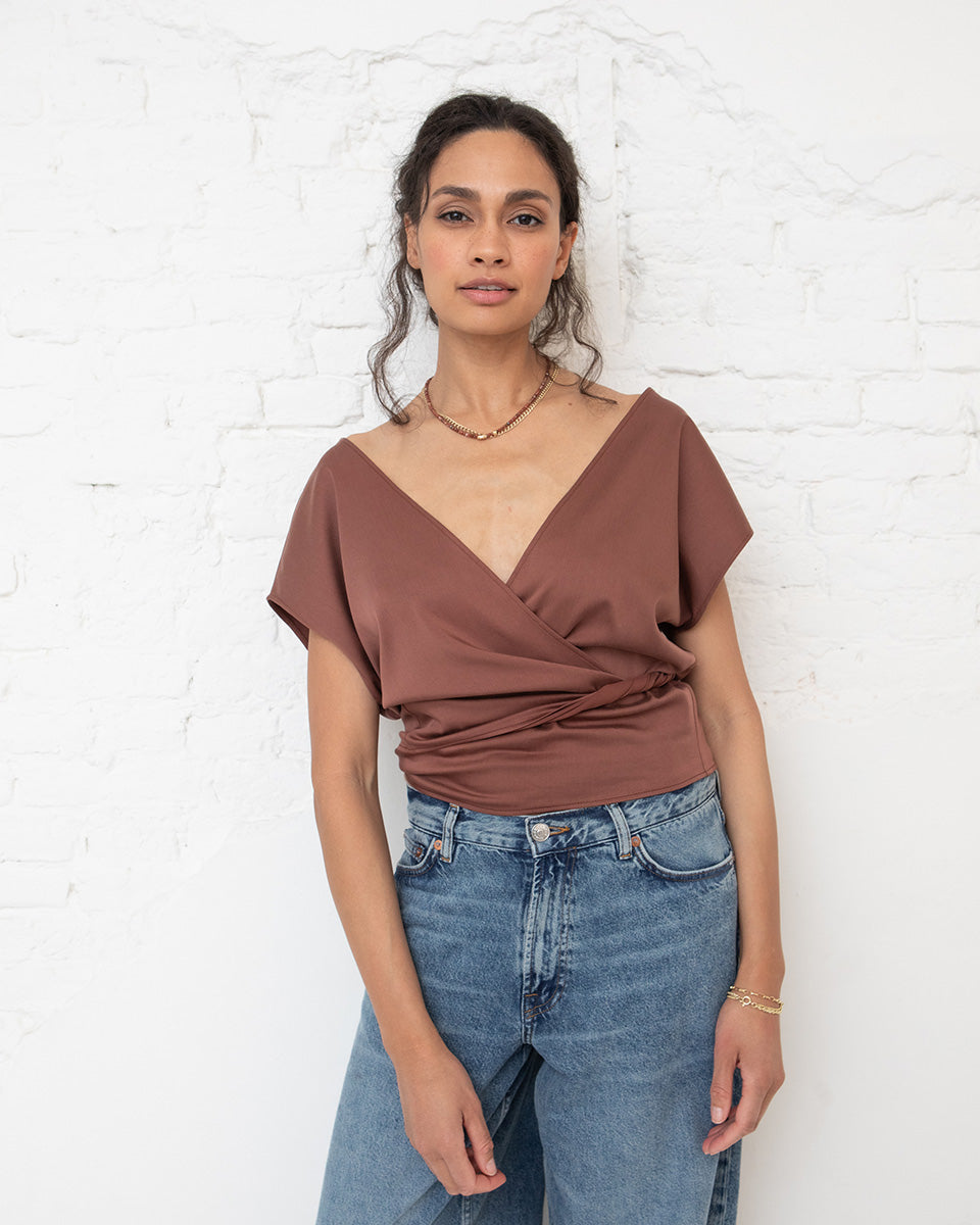 Stijn wrap top - Khaki brown