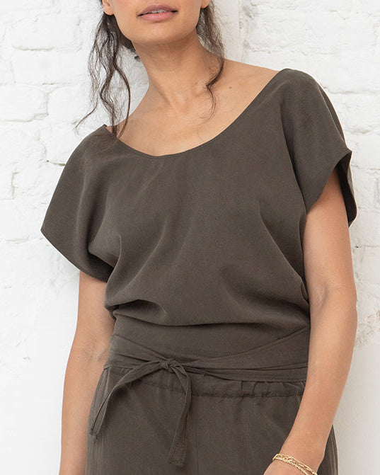 Stijn wrap top - Khaki brown