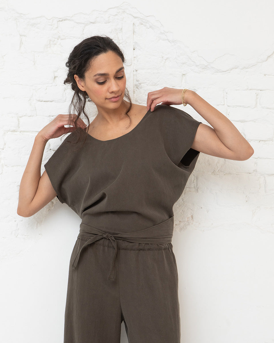 Stijn wrap top - Khaki brown