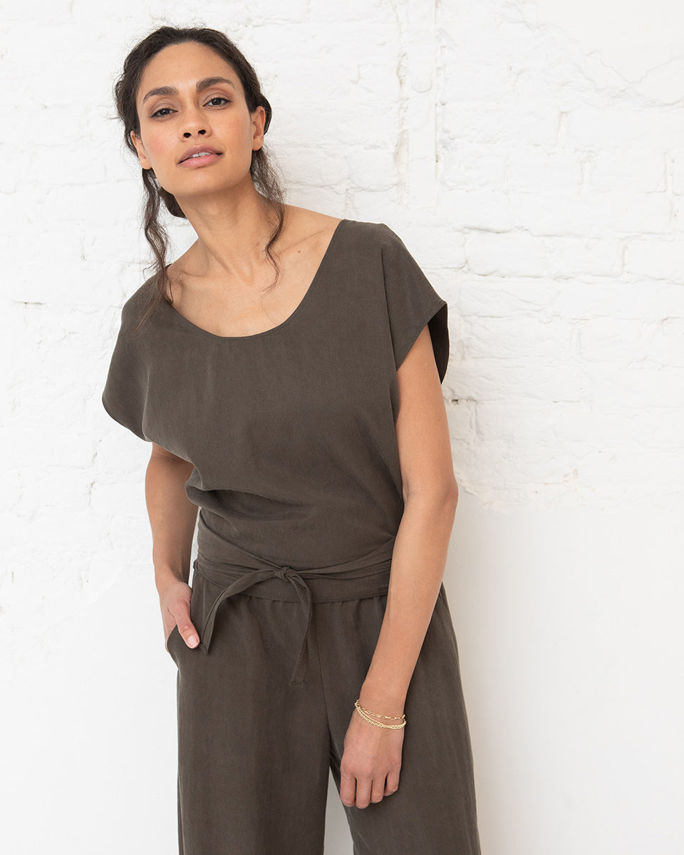 Stijn wrap top - Khaki brown