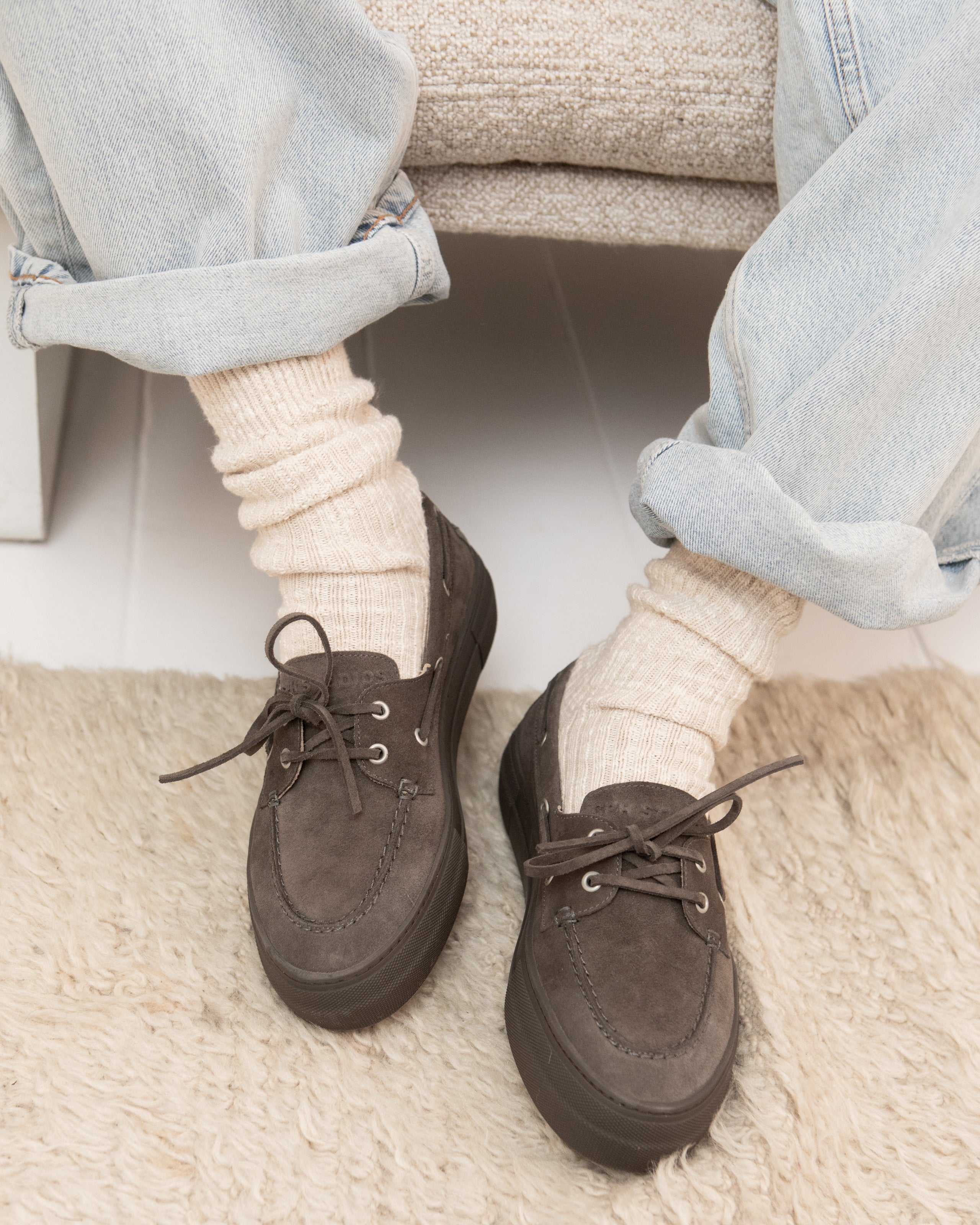 Suede boat shoes - Off black