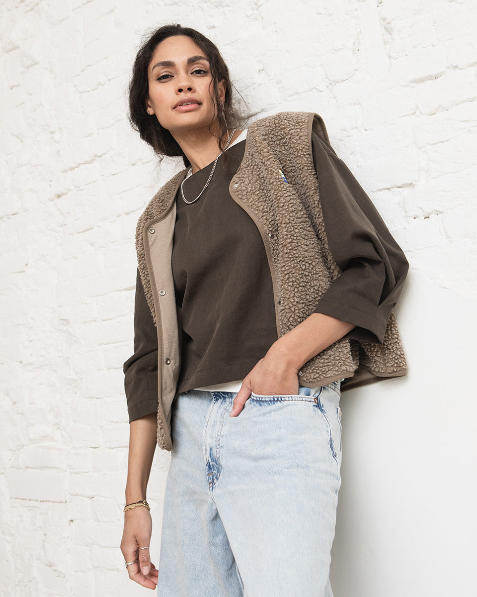 Lou pleated top - Khaki brown