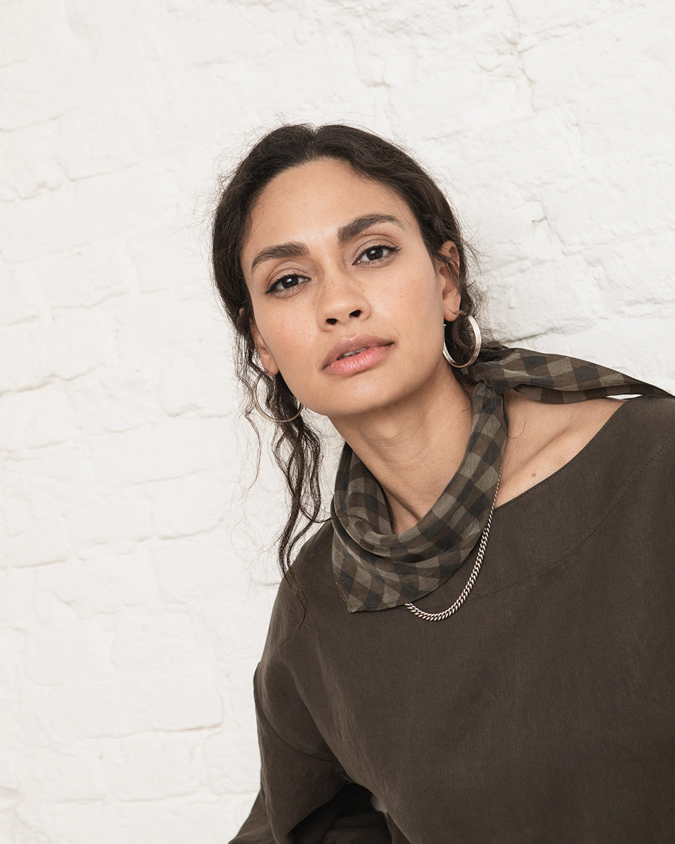 Lou pleated top - Khaki brown