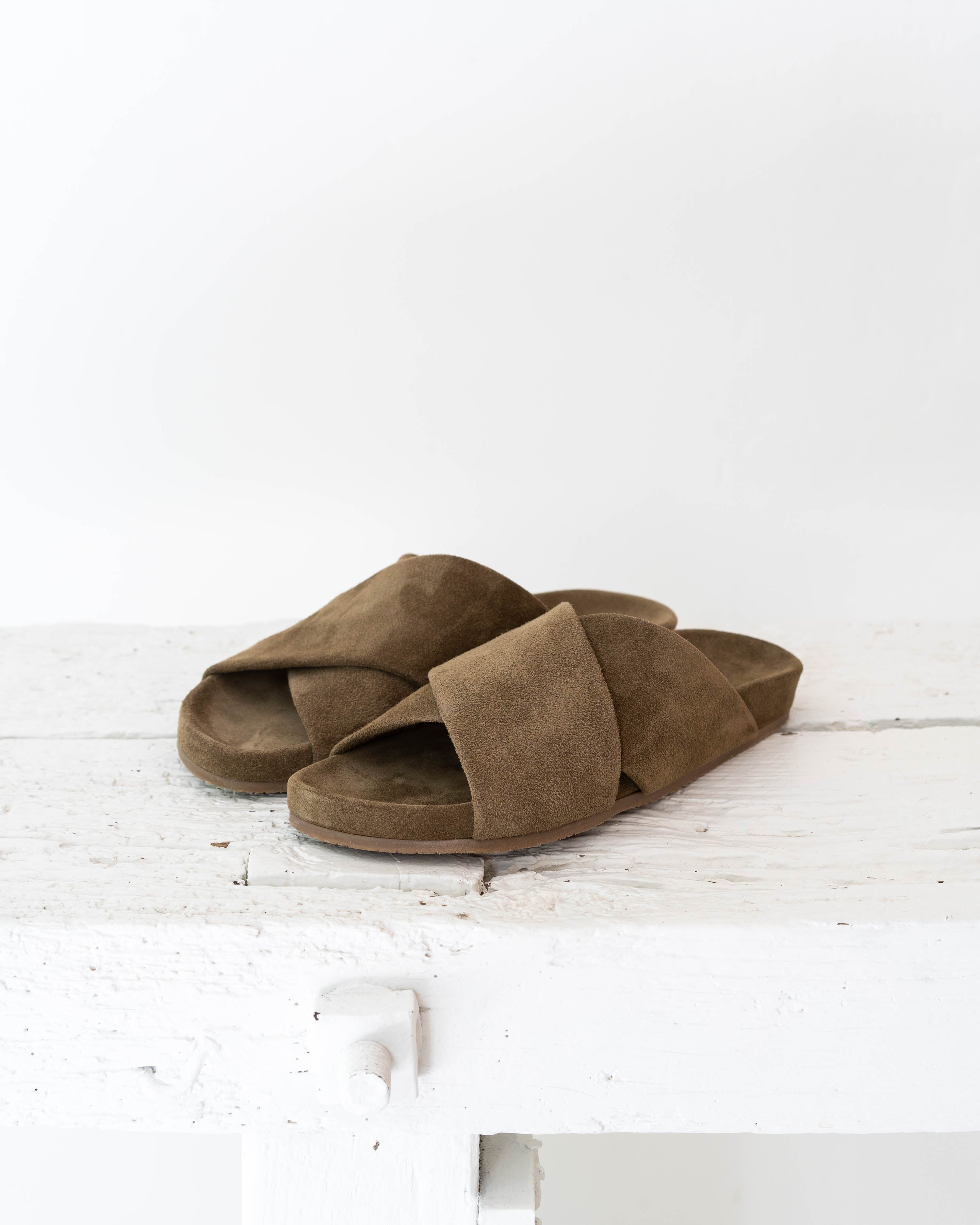 Gwen cross sandal - Suede brown