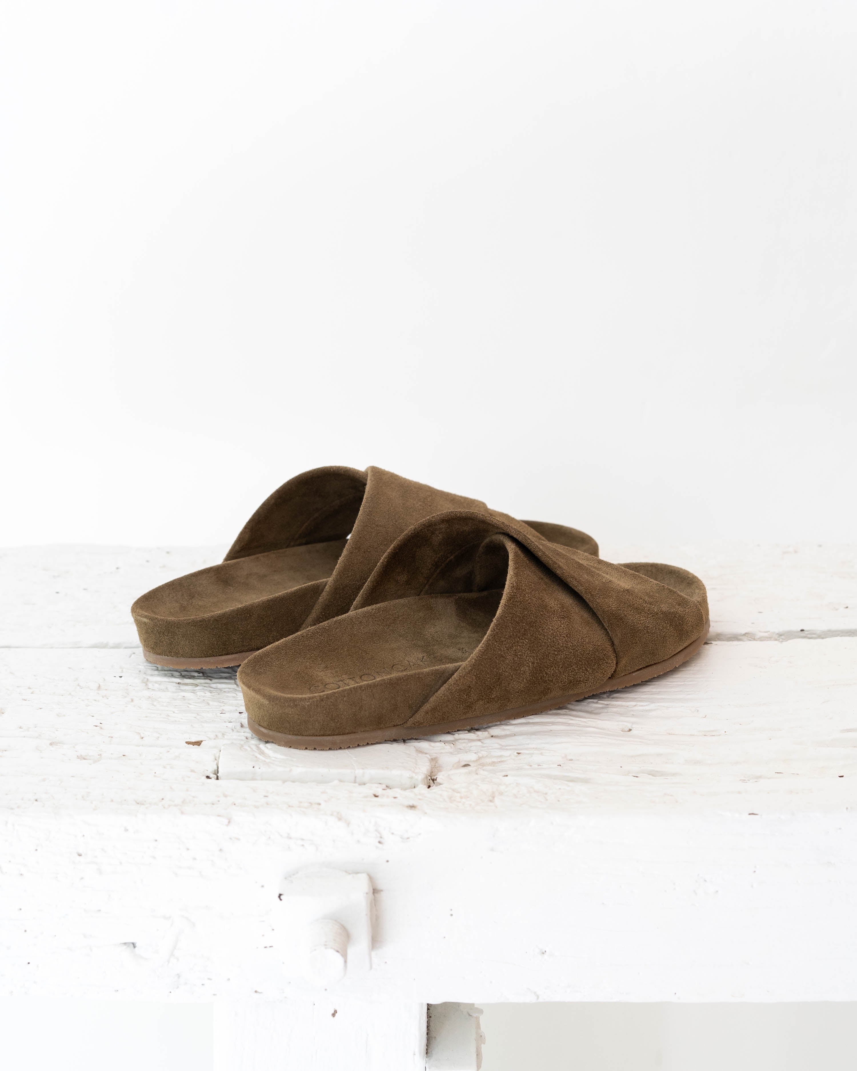Gwen cross sandal - Suede brown