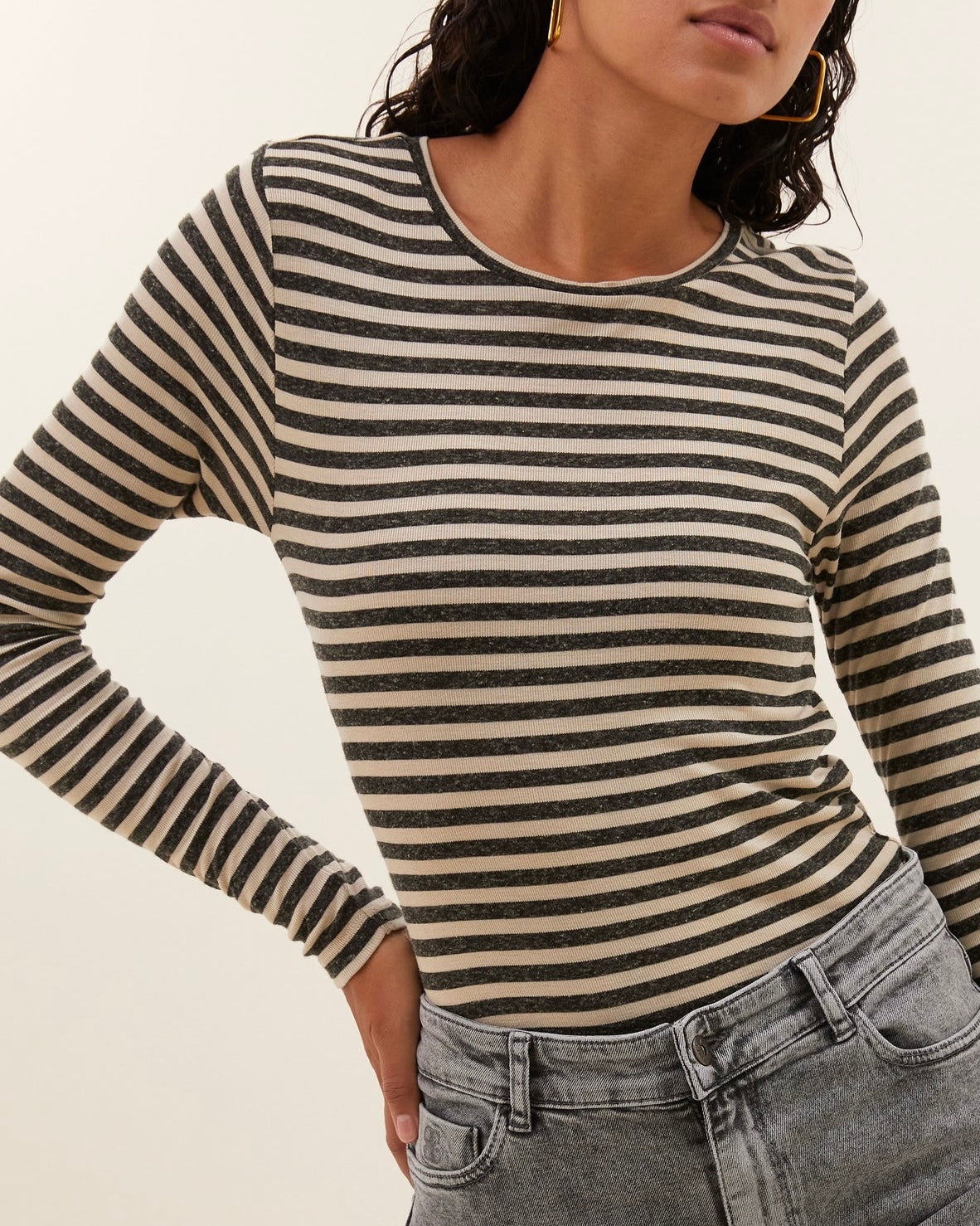 Basic striped longsleeve - Chalk