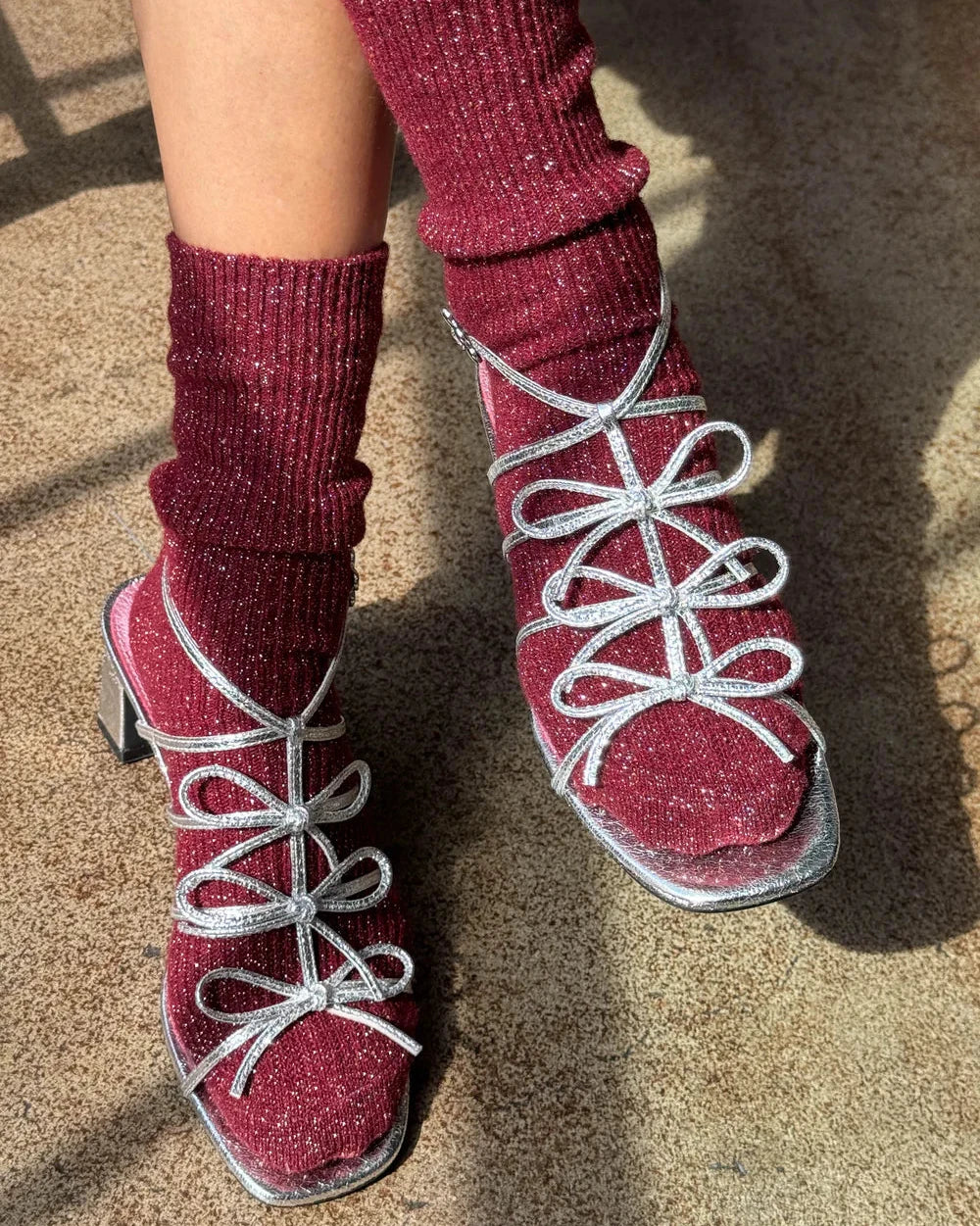 Winter sparkle socks - Wine