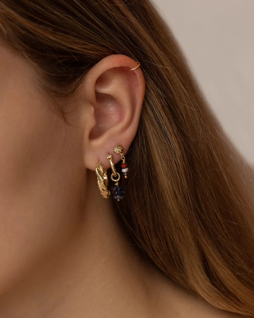 Island stud mixed earring - Gold