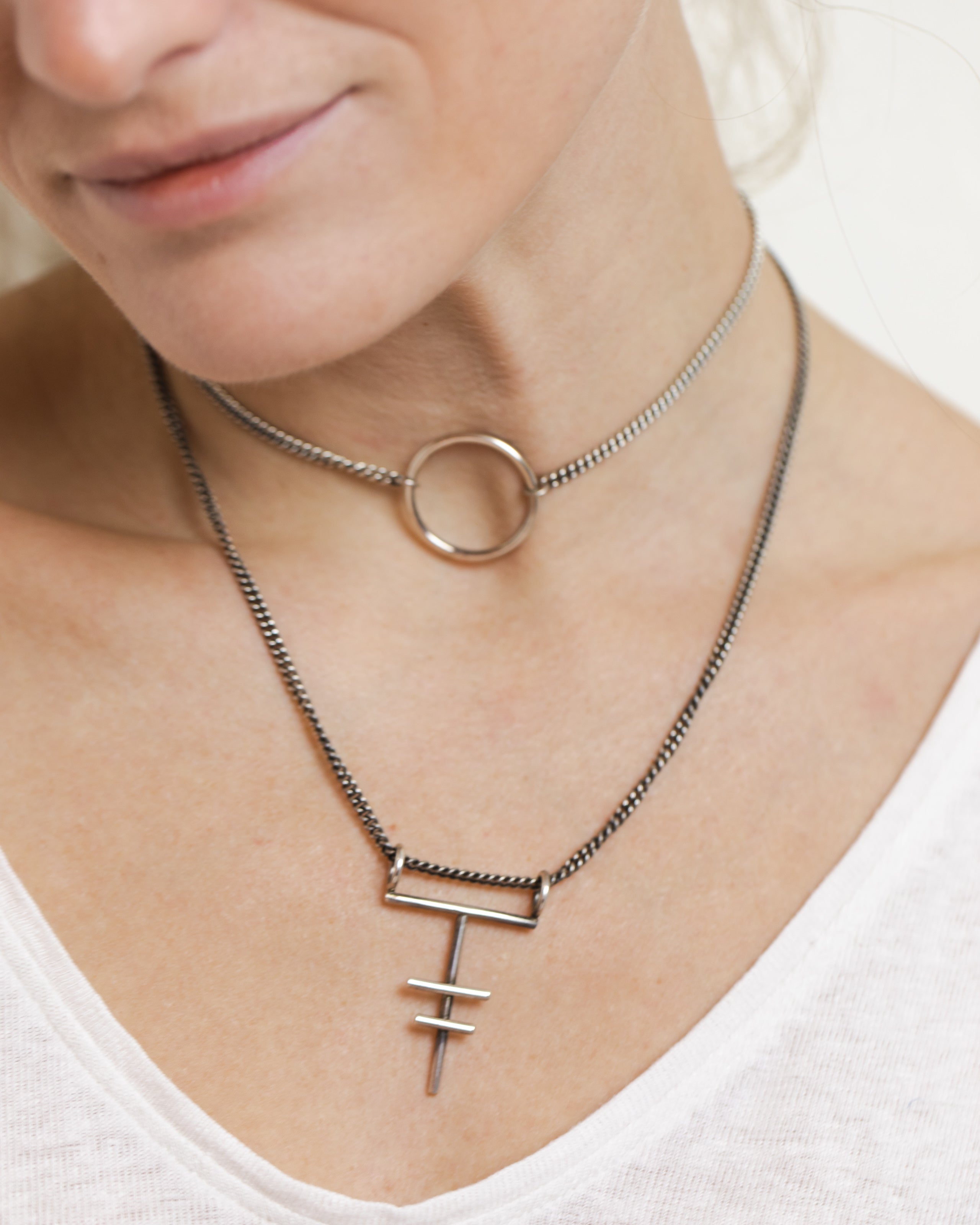 Large stripe necklace - Silver