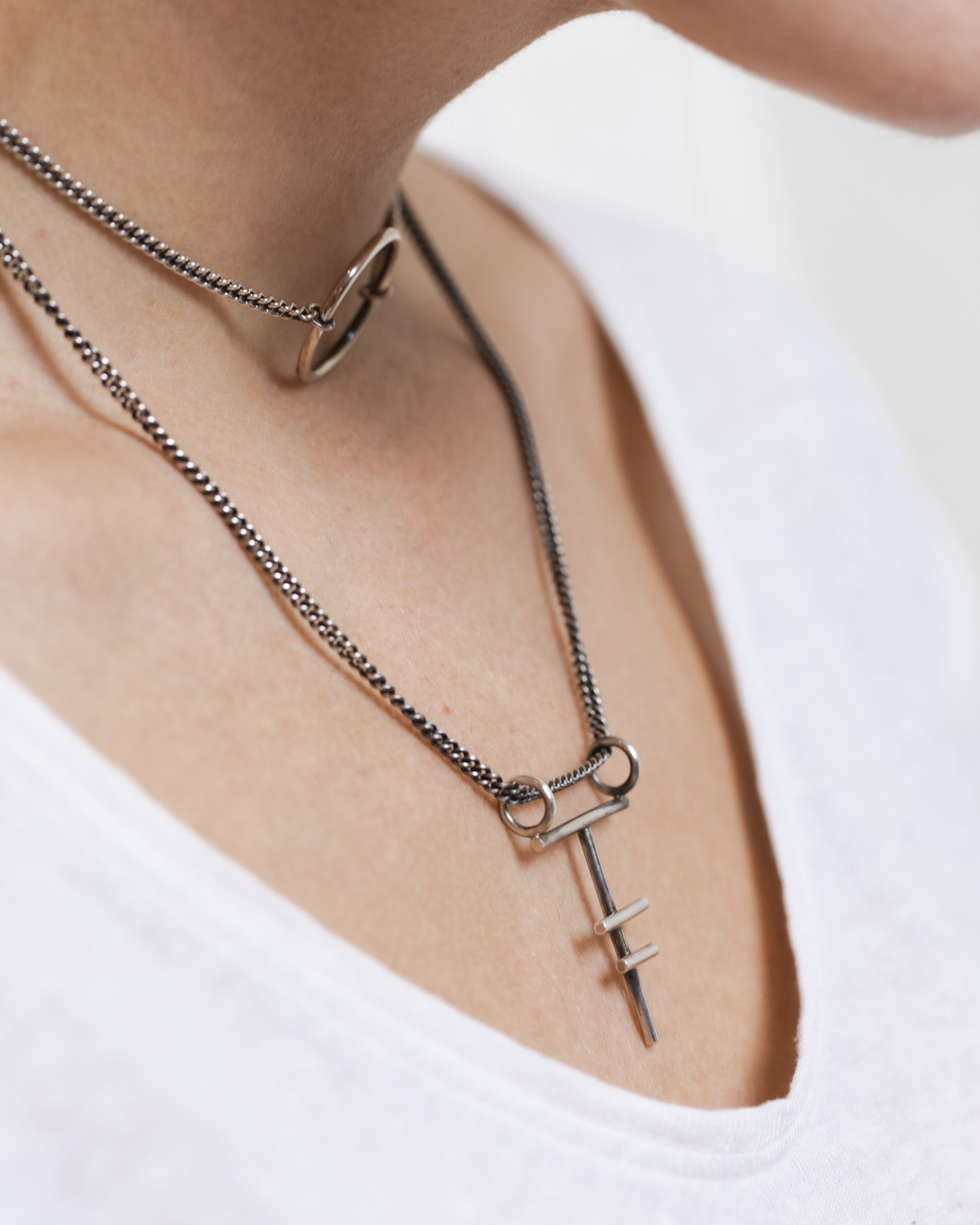 Large stripe necklace - Silver