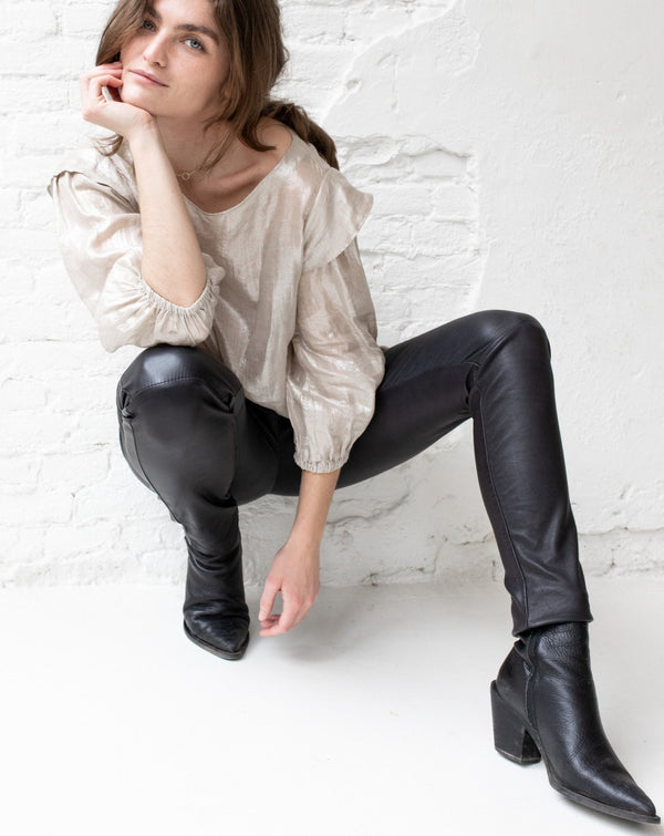 Stretch leather trousers - Black