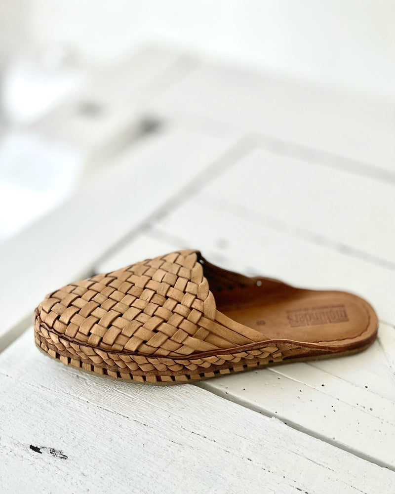 Woven Slide - Natural leather